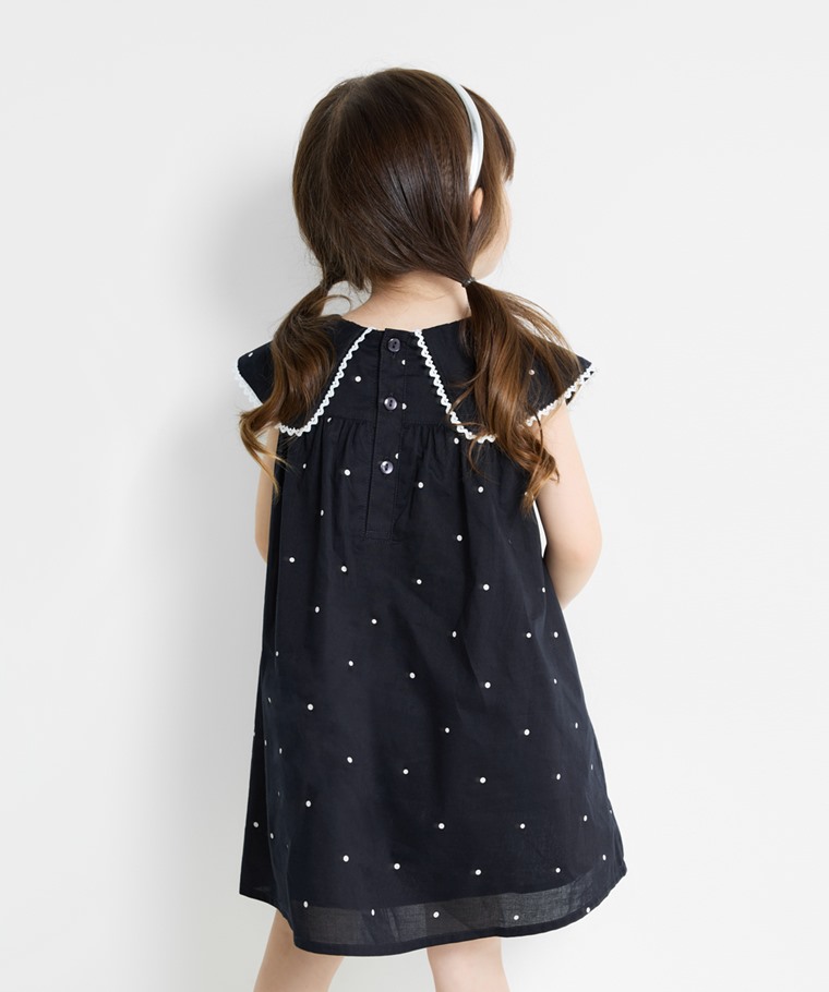蕾絲翻領點點印花洋裝-童