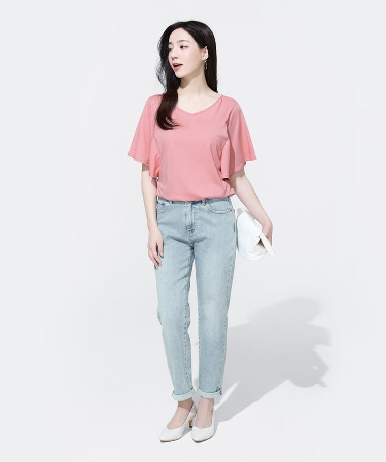 莫代爾荷葉袖上衣-女