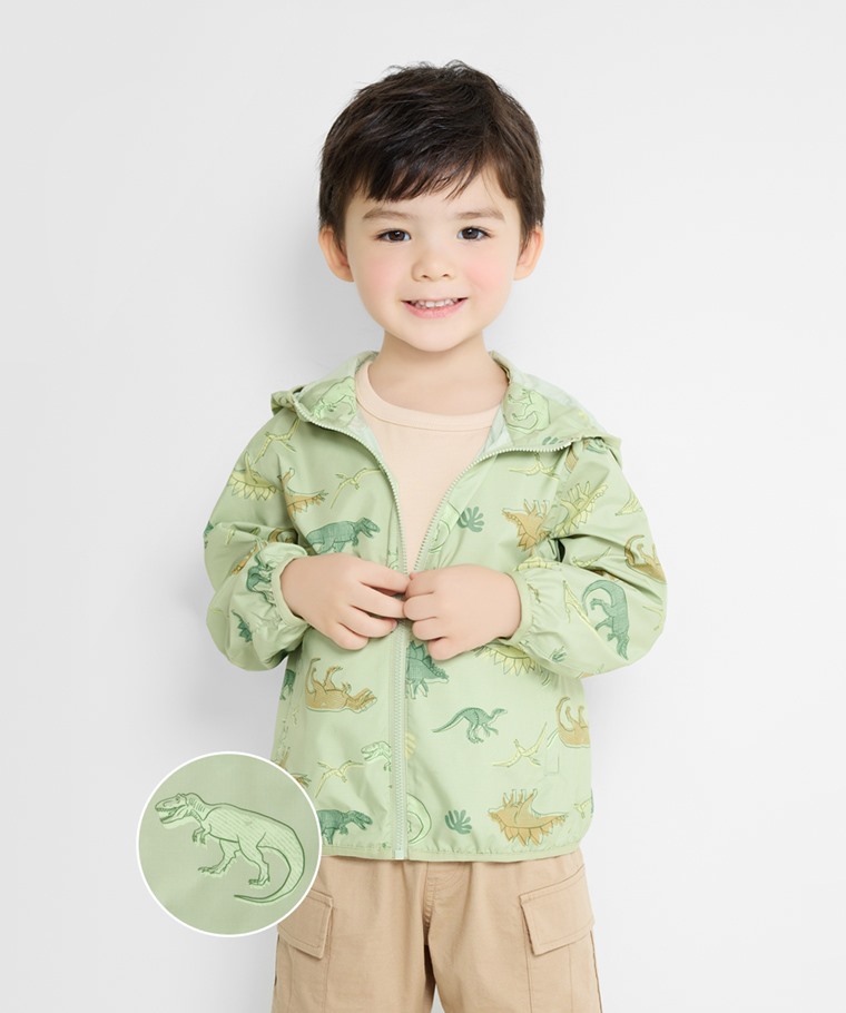 抗UV輕型恐龍印花風衣外套-童