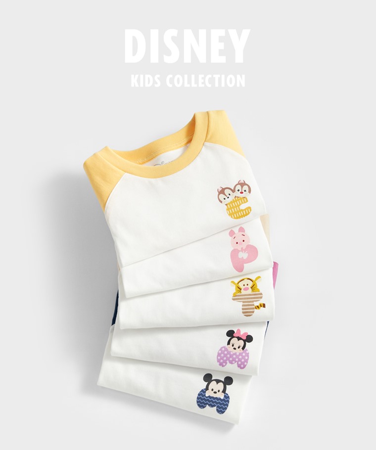 迪士尼系列純棉拉克蘭袖印花T恤-童