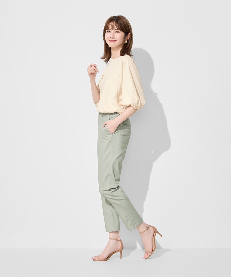 卡其修身直筒長褲-女