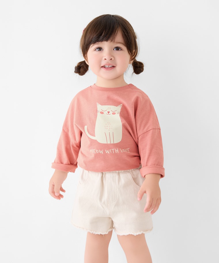 竹節棉寬鬆動物印花T恤-Baby