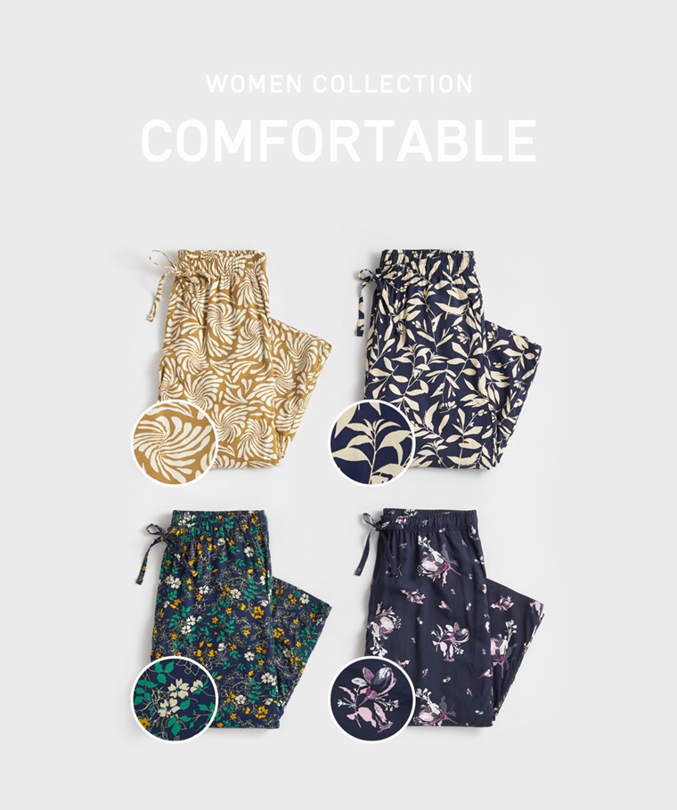 嫘縈植物花卉印花長褲-女