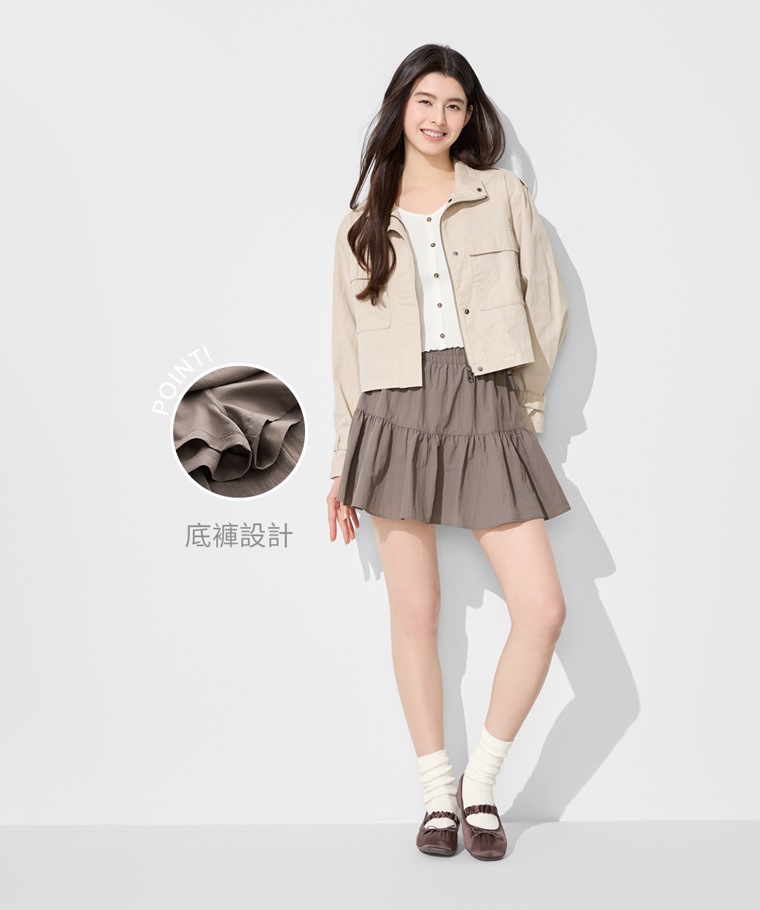 鬆緊腰頭蛋糕褲裙-女