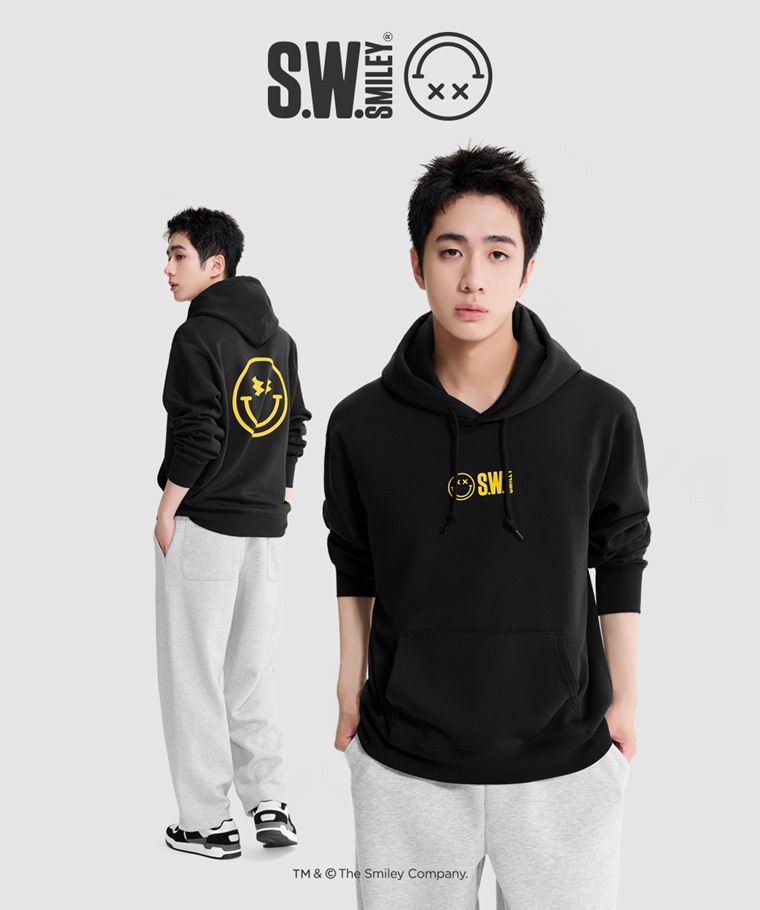 S.W.SMILEY®刷毛印花連帽衫-02-男
