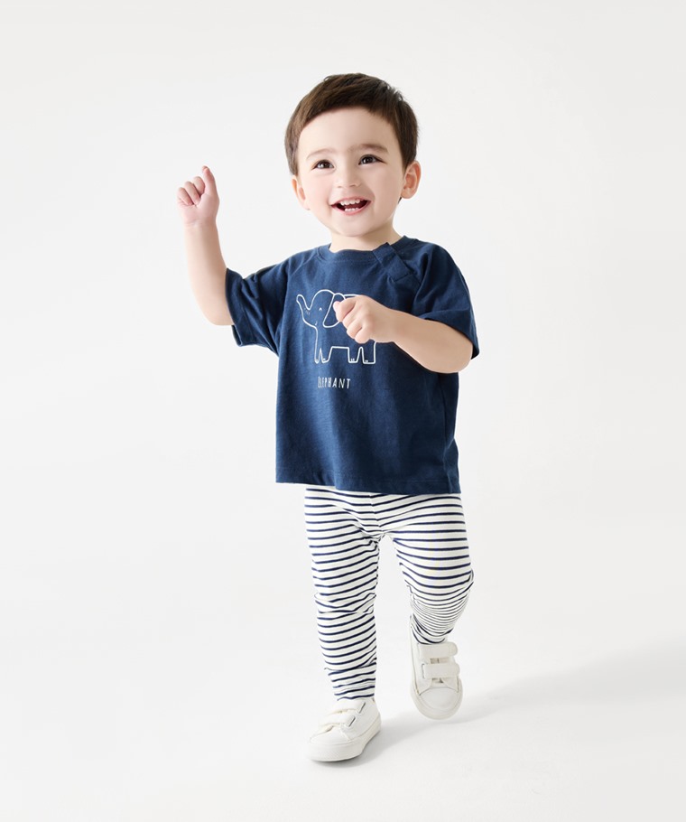 彈力條紋九分內搭褲-Baby