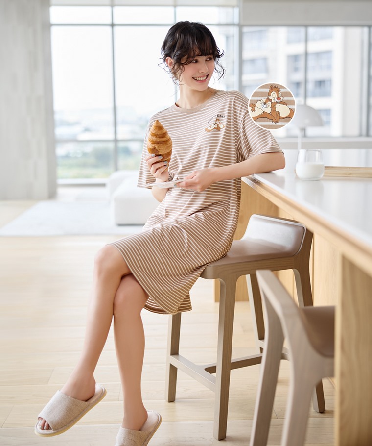 迪士尼系列莫代爾條紋家居洋裝-女