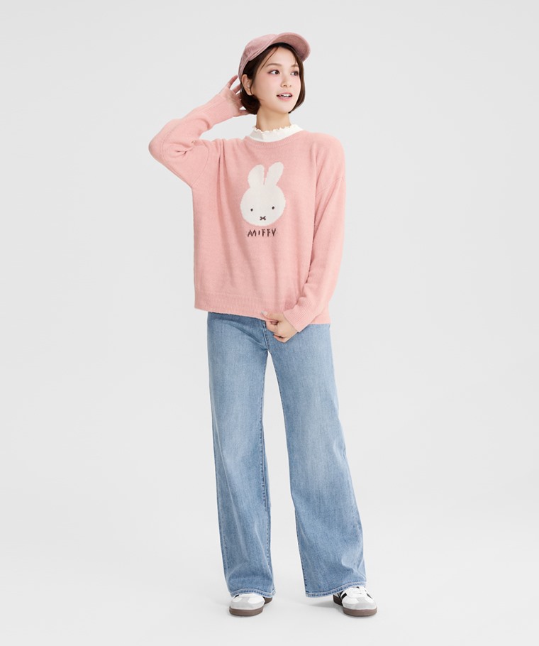 Miffy粗針混紡毛衣-女 - 採用粗針織造，質感厚實蓬鬆，穿著溫暖舒適。