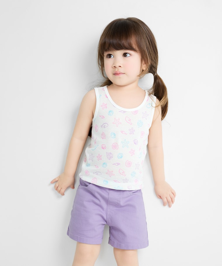 純棉網眼印花背心(2入)-童