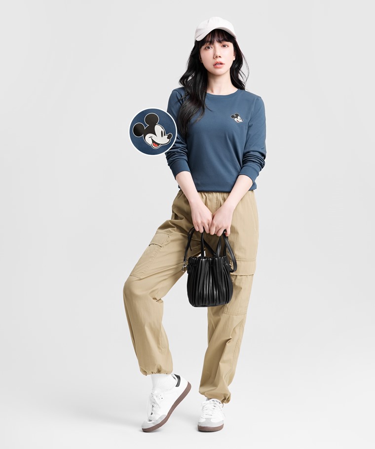 迪士尼系列長袖印花T恤-01-女