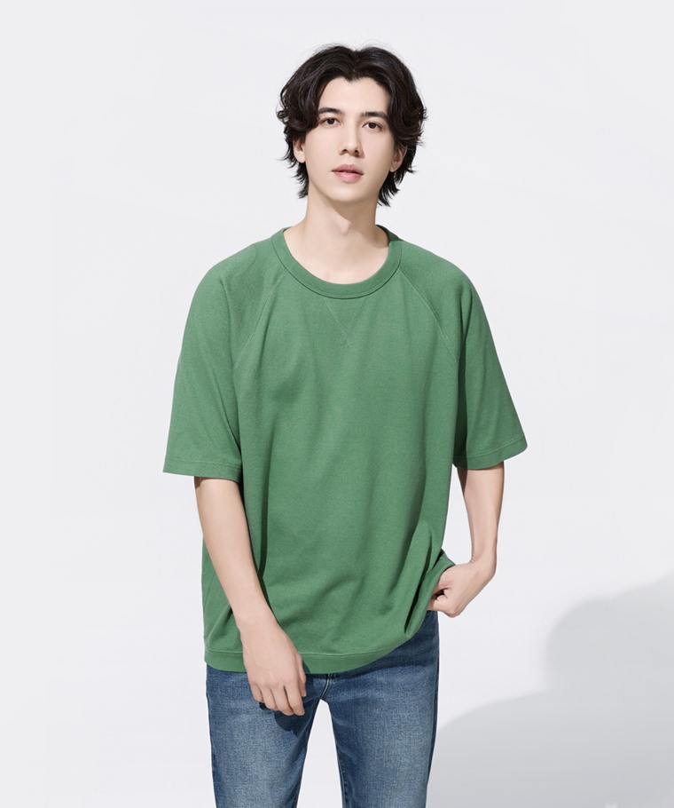 粗紡寬版拉克蘭袖T恤-男