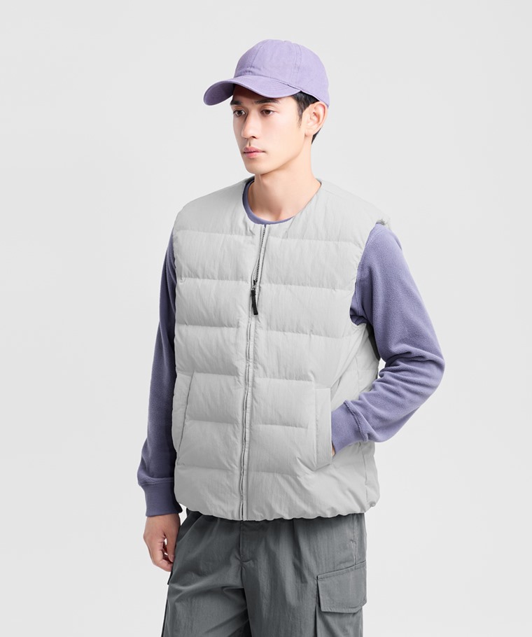 極暖羽絨無領背心-男