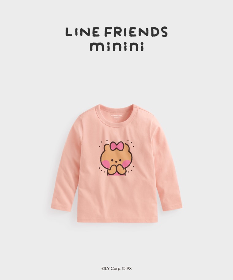 聯名系列T恤-KIDS：童 · LINE FRIENDS minini長袖印花T恤-02