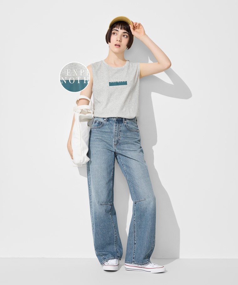 純棉文字印花背心-女