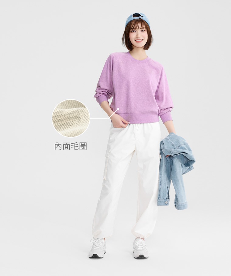 毛圈寬版休閒圓領衫-女