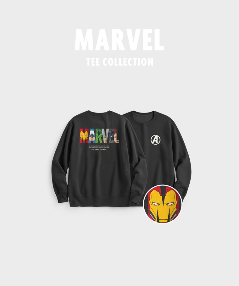 聯名系列T恤-MEN：男 · 漫威系列刷毛印花圓領衫-01