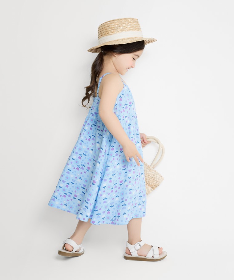 嫘縈印花細肩帶洋裝-童