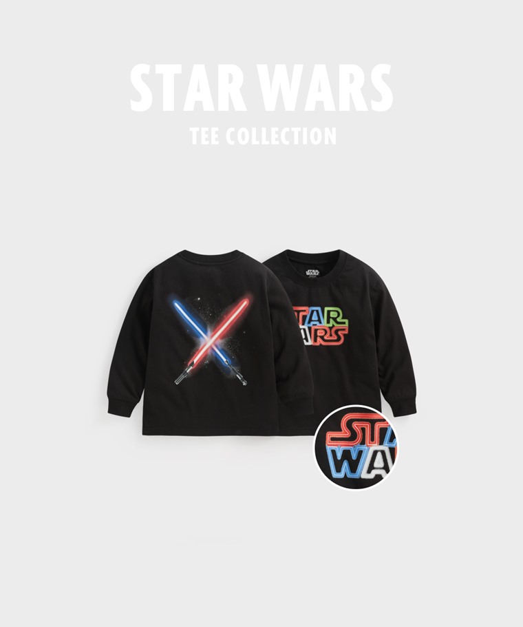 聯名系列T恤-KIDS：童 · STAR WARS系列寬版長袖印花T恤-01