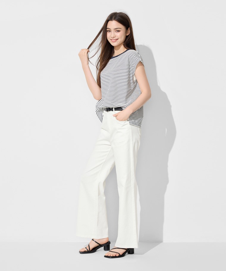 純棉寬版條紋上衣-女