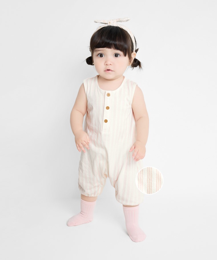 條紋印花無袖連身衣-Baby