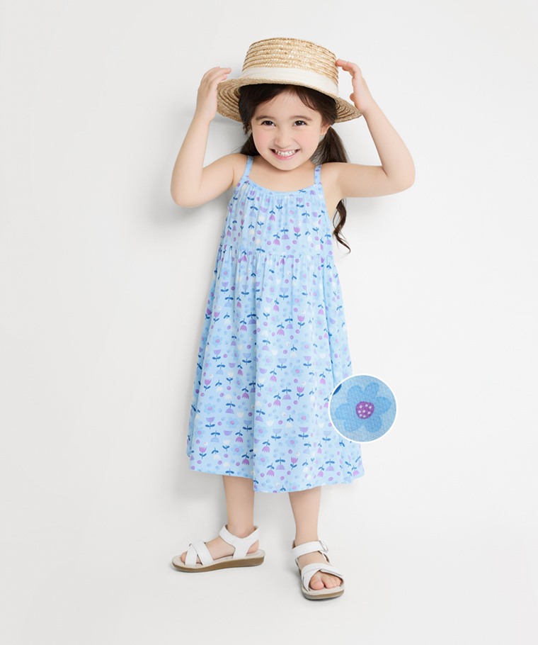嫘縈印花細肩帶洋裝-童