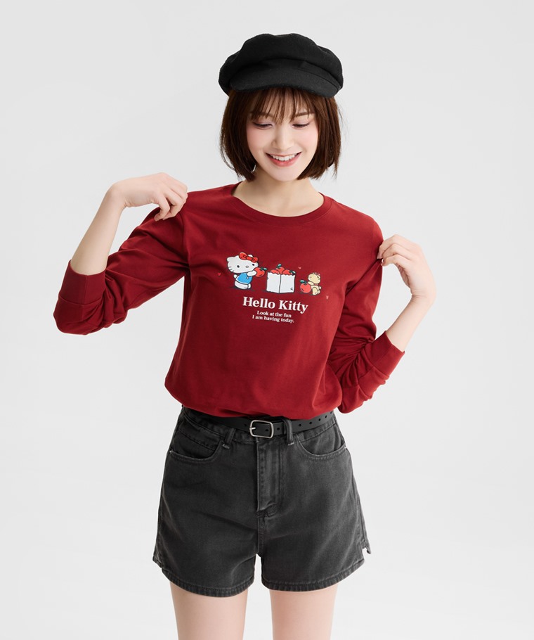三麗鷗長袖印花T恤-06-女