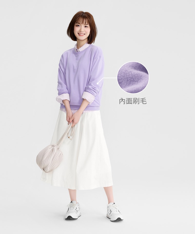 刷毛圓領衫-女