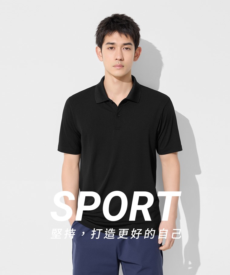 吸排無側縫網眼polo衫-男
