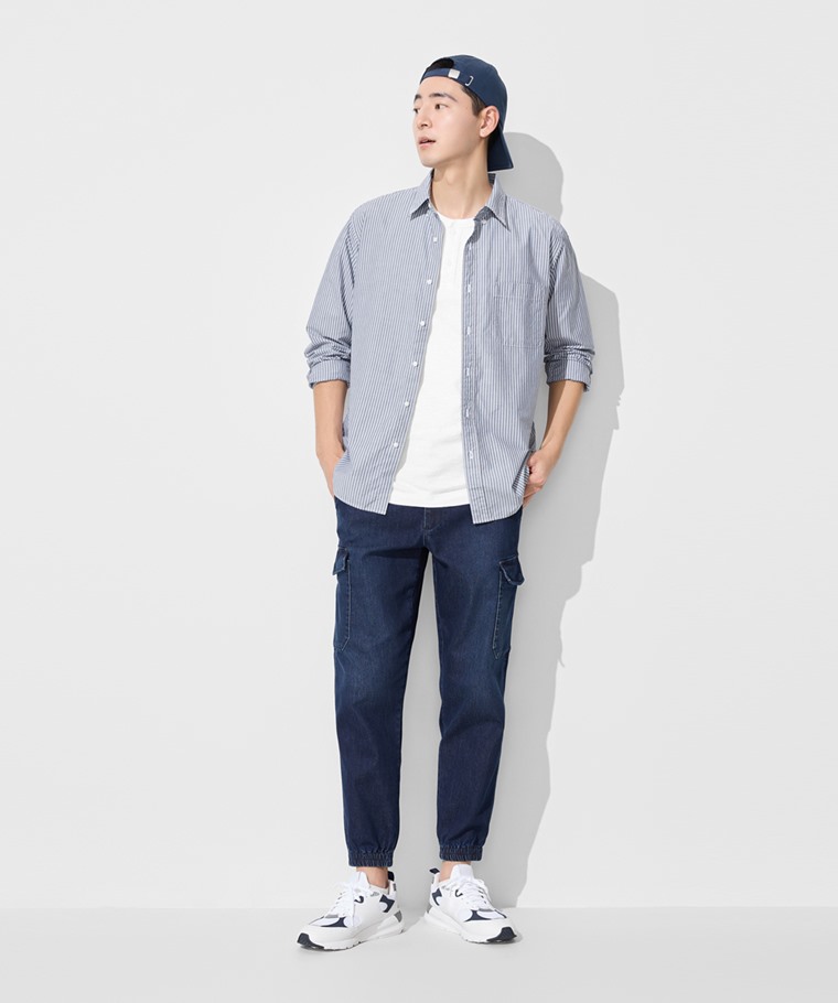 工裝牛仔束口褲-男