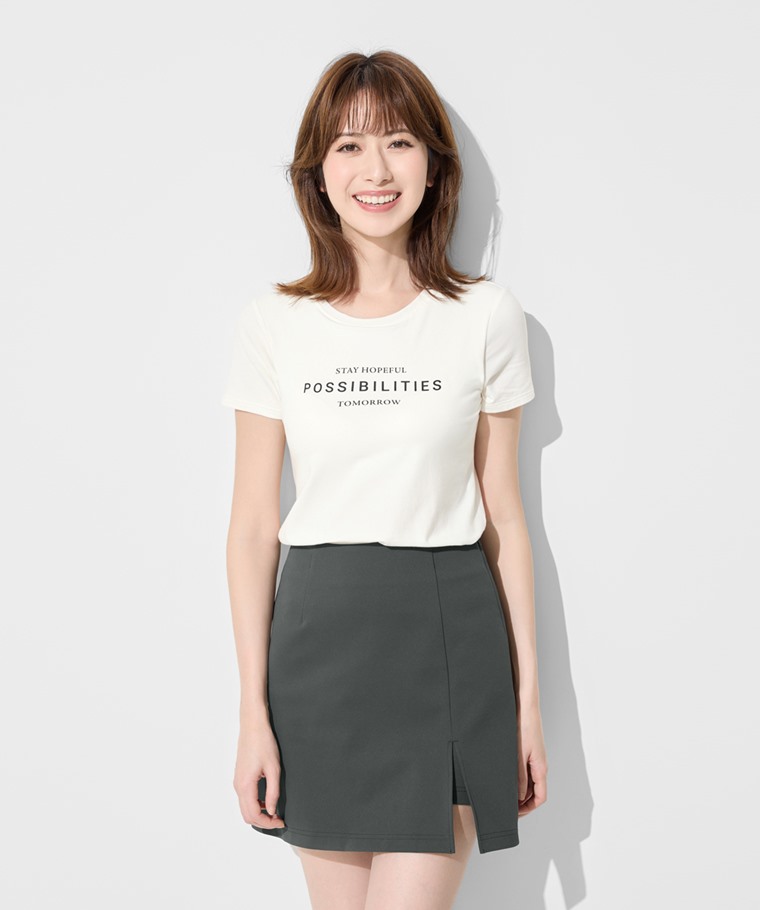 開衩連褲短裙-女