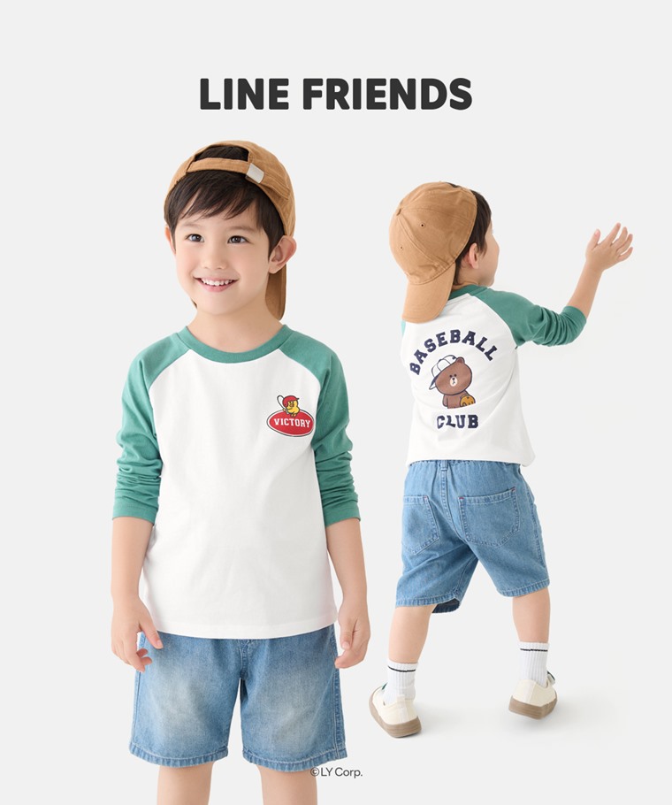 LINE FRIENDS拉克蘭長袖印花T恤-02-童