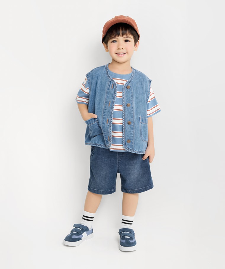 牛仔寬鬆背心-童