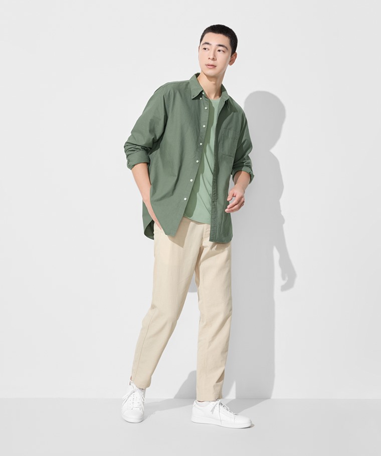 棉麻休閒長褲-男