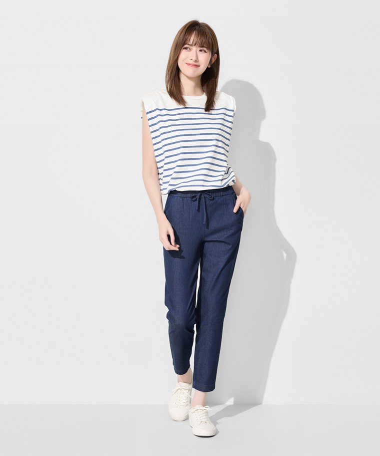 軟牛仔九分褲-女