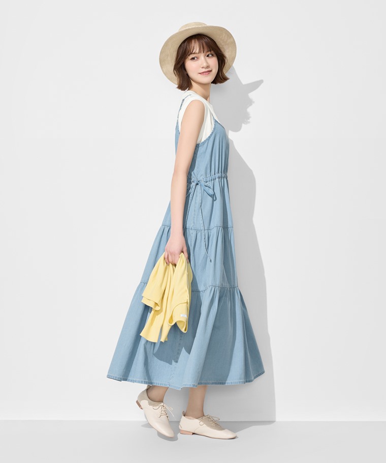 細肩牛仔蛋糕洋裝-女