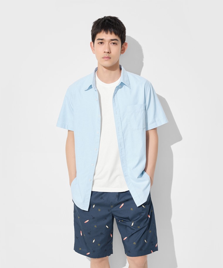 牛津短袖襯衫-男