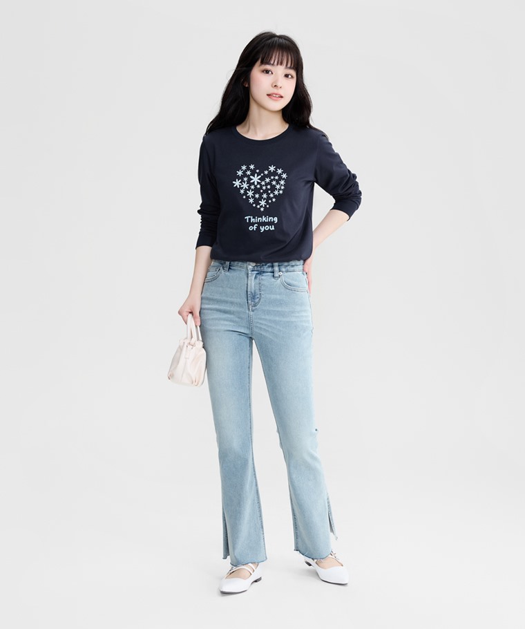念念花語長袖印花T恤-女