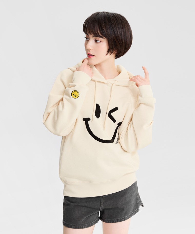 S.W.SMILEY®刷毛電繡連帽衫-07-女