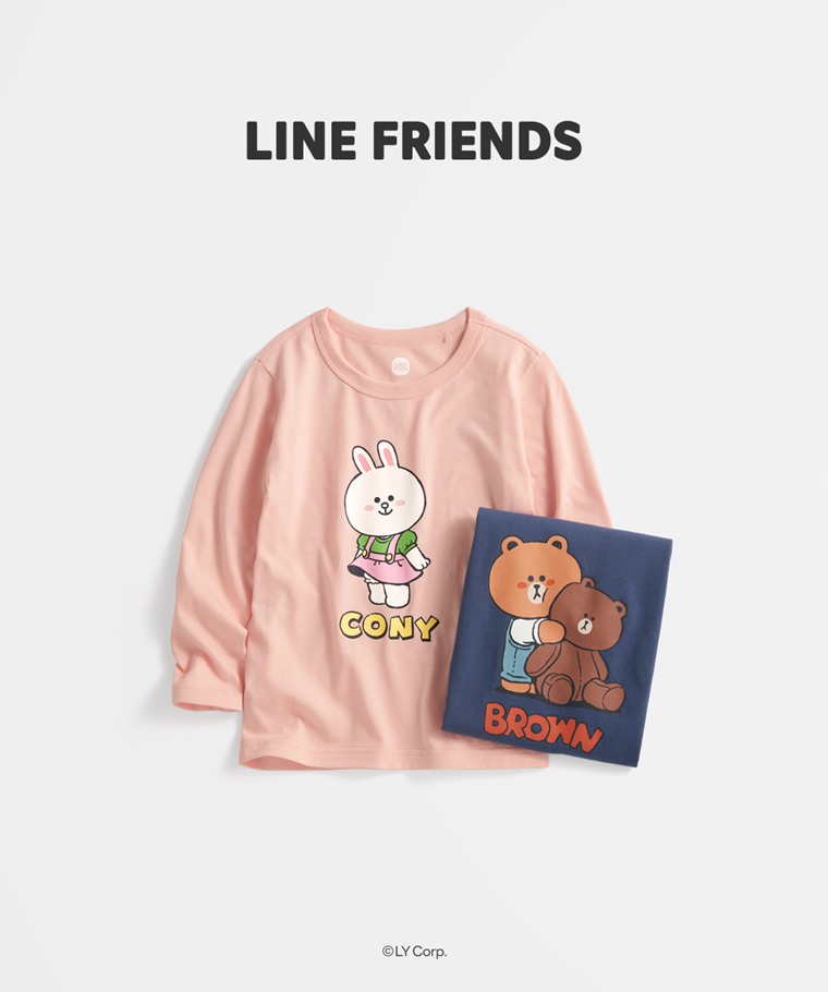 LINE FRIENDS長袖印花T恤-03-童