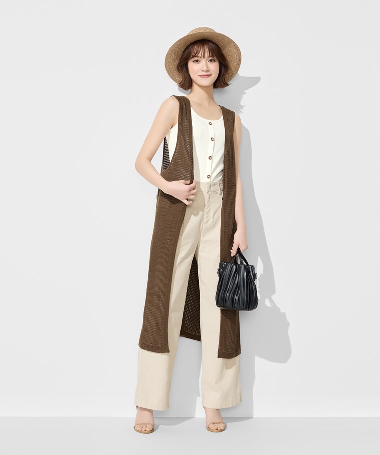 鏤空針織長版背心-女