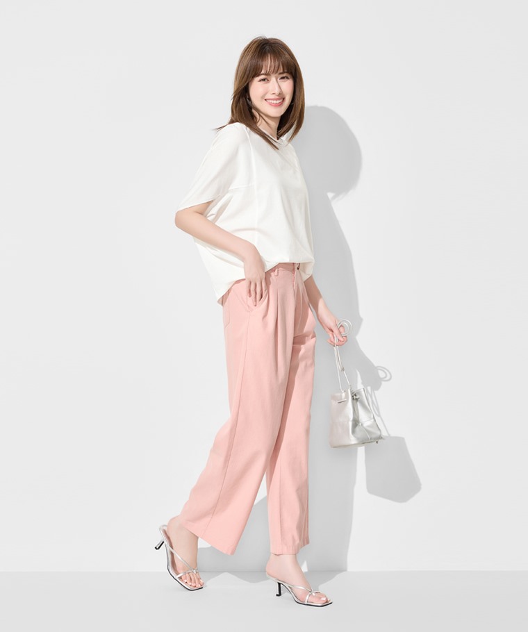 絲光棉五分袖寬版上衣-女