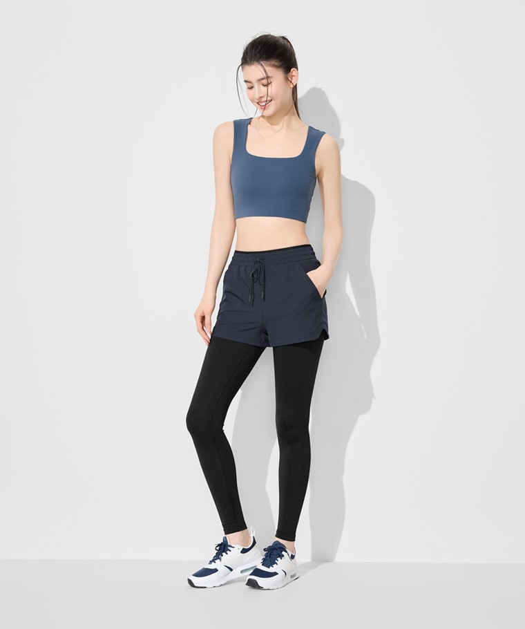 運動假兩件長褲-女