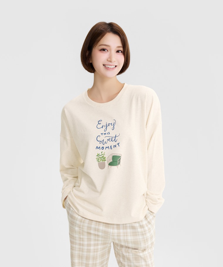 宅家舒適家居系列：女 · 棉質彈性印花家居套裝