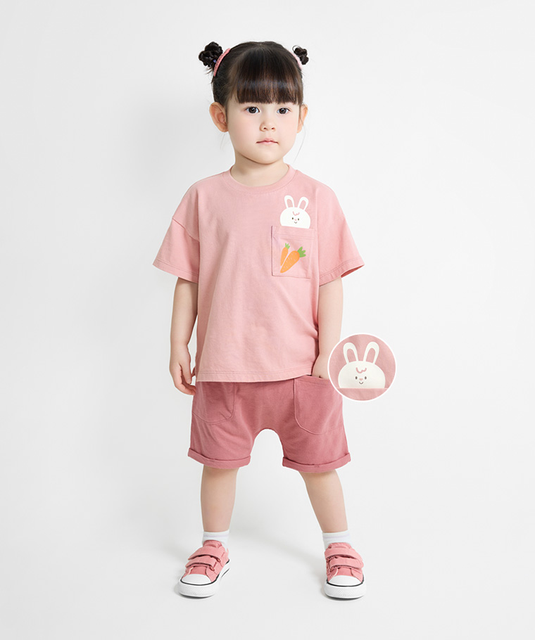 純棉口袋動物印花T恤-Baby