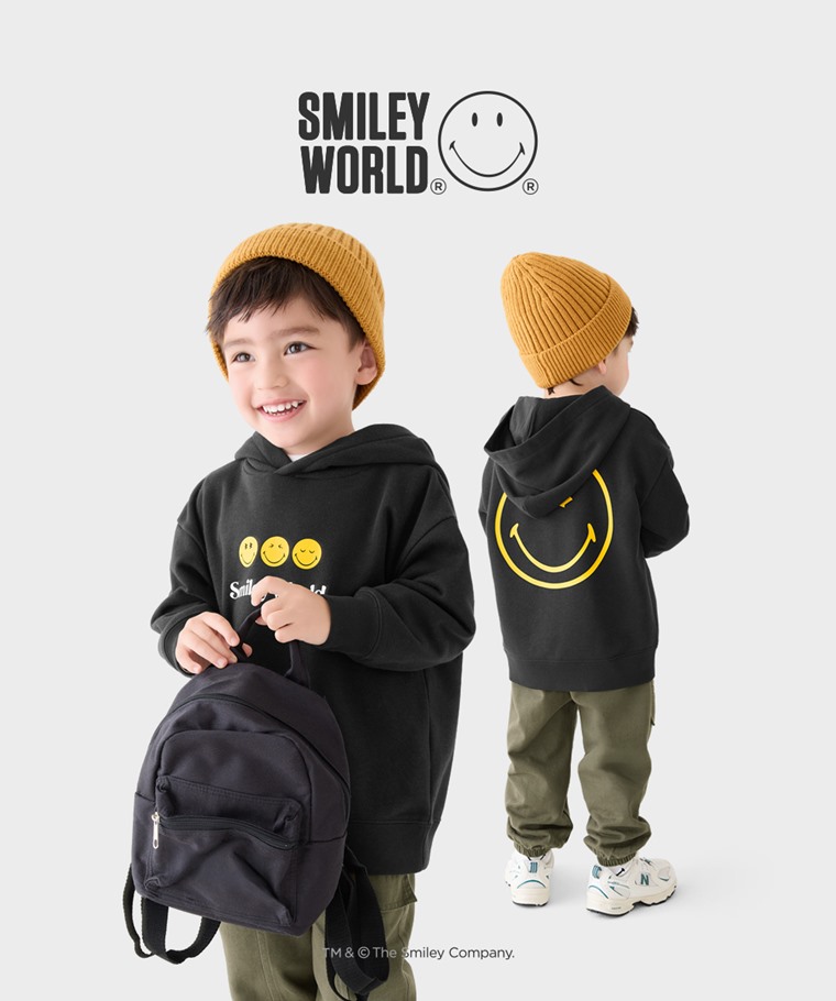 SmileyWorld®毛圈寬版印花連帽衫-02-童