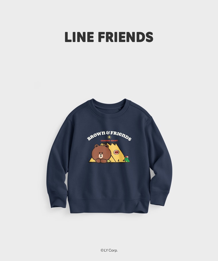 聯名系列T恤-KIDS：童 · LINE FRIENDS毛圈印花圓領衫-02