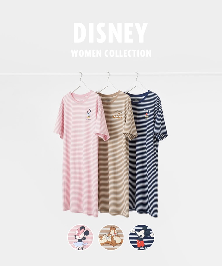 迪士尼系列莫代爾條紋家居洋裝-女