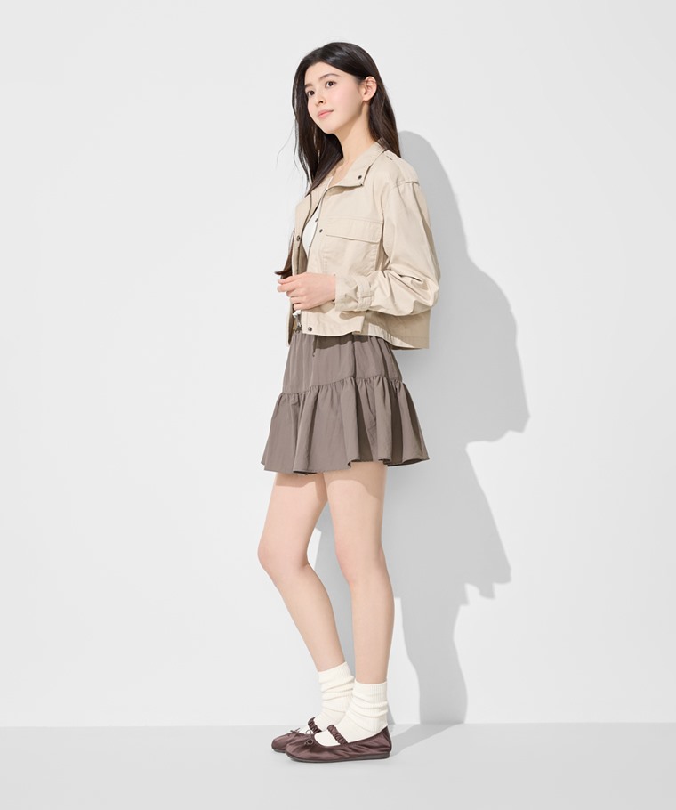 鬆緊腰頭蛋糕褲裙-女