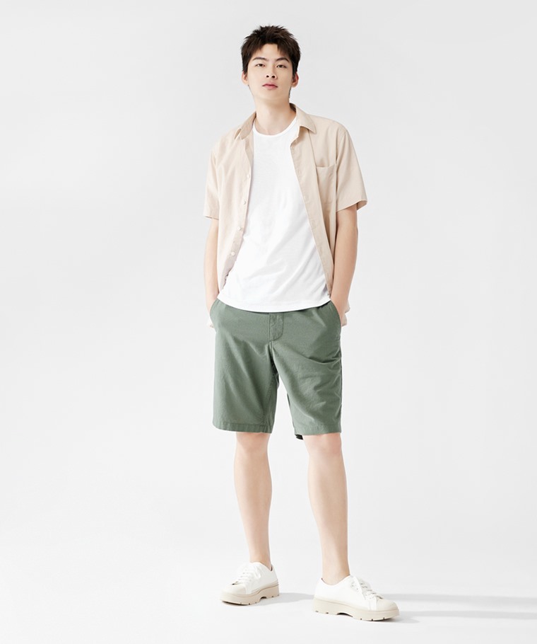 無側縫圓領T恤(2入)-男