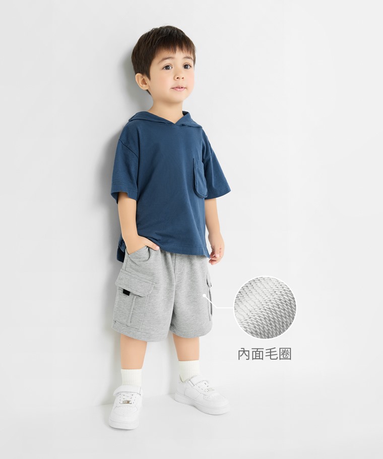 小毛圈口袋五分褲-童